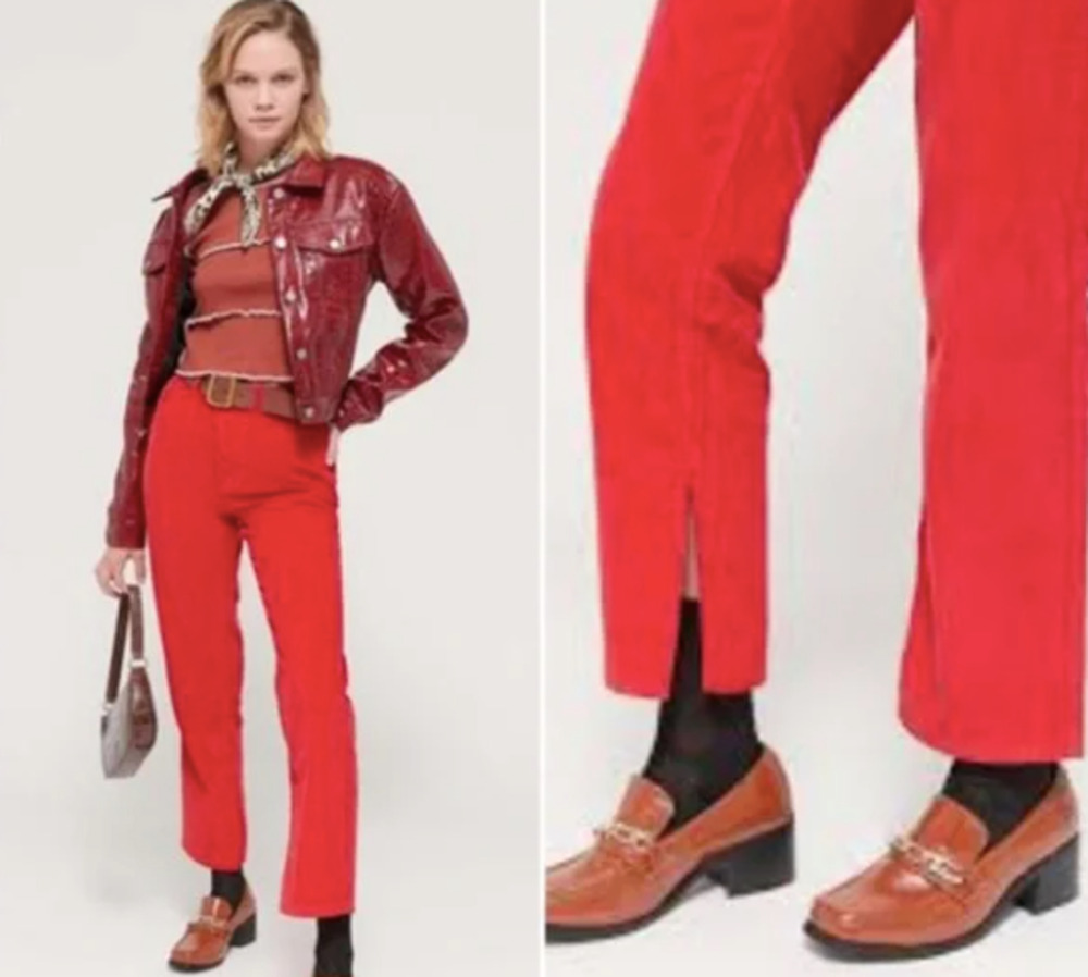 Urban Outfitters BDG Women's High Rise Slim Straight Leg Corduroy Pants Red 30